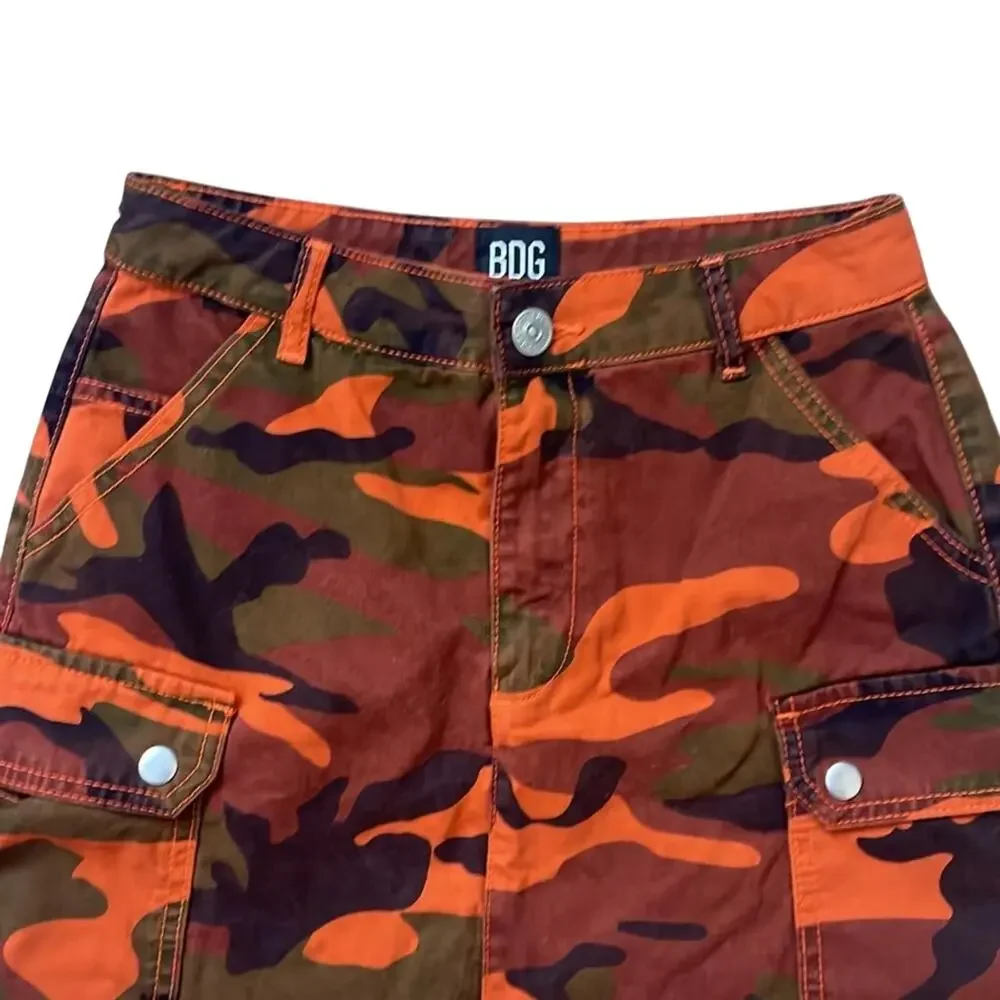 Urban Outfitters Orange & Olive Camo Mini Skirt